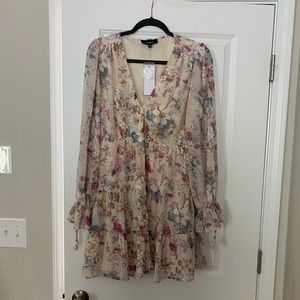 Long sleeve floral button down dress